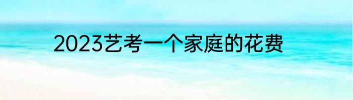 2023艺考一个家庭的花费