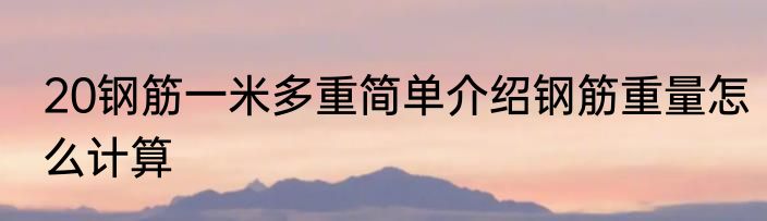 20钢筋一米多重简单介绍钢筋重量怎么计算