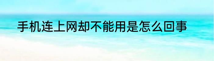 手机连上网却不能用是怎么回事