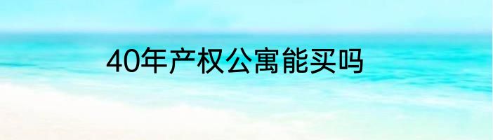 40年产权公寓能买吗