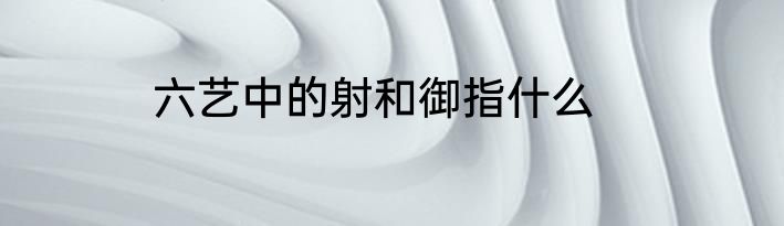 六艺中的射和御指什么