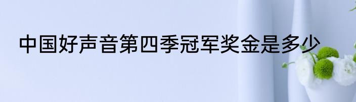 中国好声音第四季冠军奖金是多少