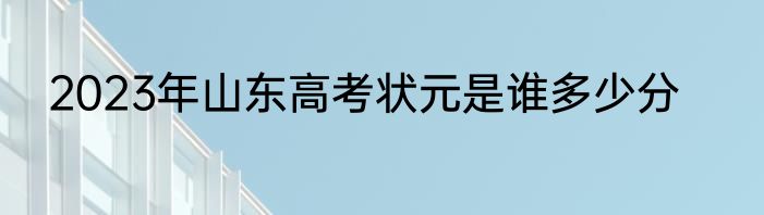 2023年山东高考状元是谁多少分