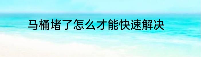 马桶堵了怎么才能快速解决