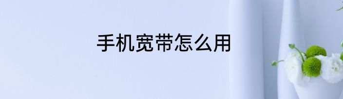 手机宽带怎么用