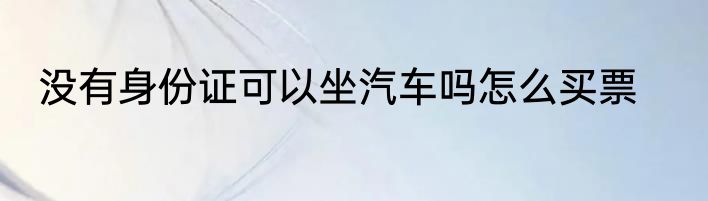 没有身份证可以坐汽车吗怎么买票