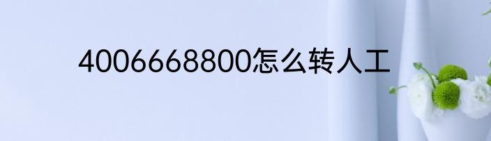 4006668800怎么转人工