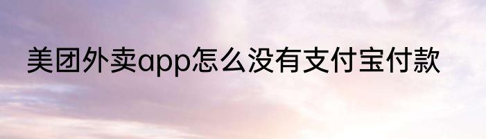 美团外卖app怎么没有支付宝付款