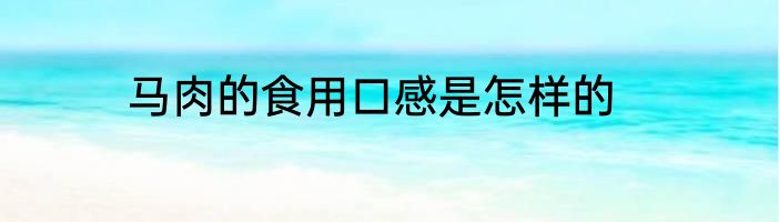 马肉的食用口感是怎样的