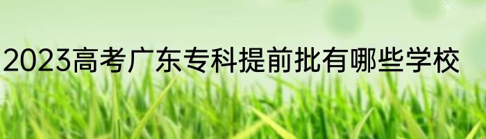 2023高考广东专科提前批有哪些学校