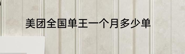 美团全国单王一个月多少单