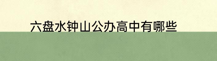 六盘水钟山公办高中有哪些