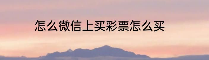 怎么微信上买彩票怎么买