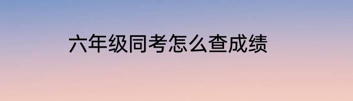六年级同考怎么查成绩