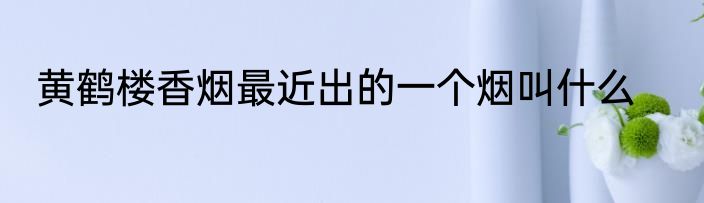 黄鹤楼香烟最近出的一个烟叫什么