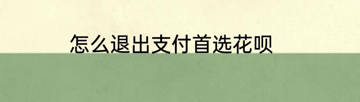 怎么退出支付首选花呗
