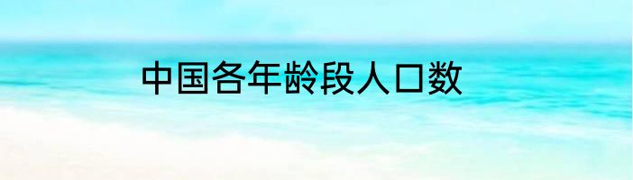 中国各年龄段人口数