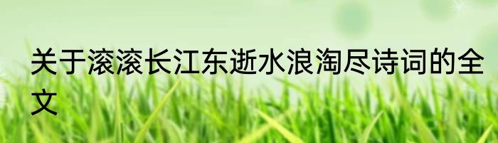 关于滚滚长江东逝水浪淘尽诗词的全文