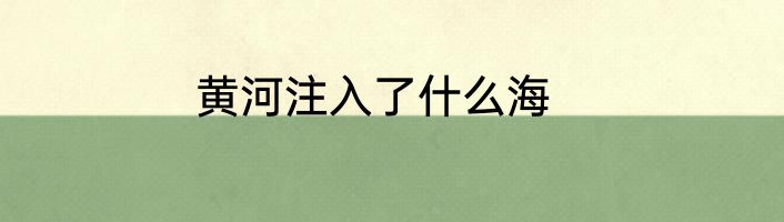 黄河注入了什么海