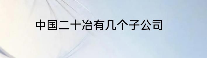中国二十冶有几个子公司