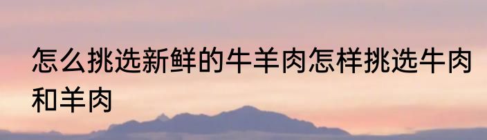 怎么挑选新鲜的牛羊肉怎样挑选牛肉和羊肉