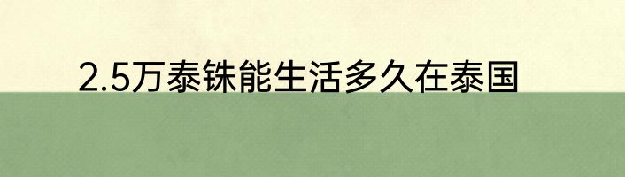2.5万泰铢能生活多久在泰国
