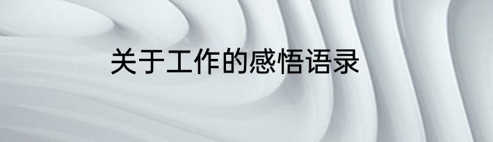 关于工作的感悟语录