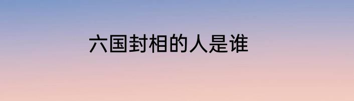 六国封相的人是谁