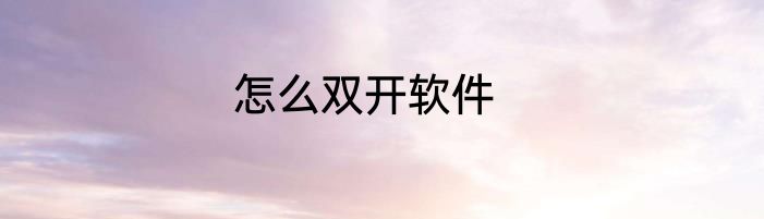 怎么双开软件