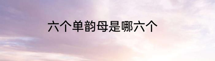 六个单韵母是哪六个