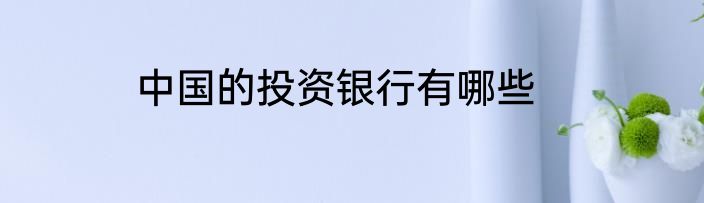中国的投资银行有哪些