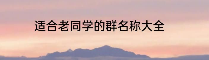适合老同学的群名称大全