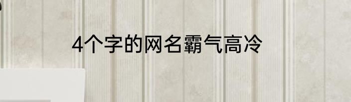 4个字的网名霸气高冷