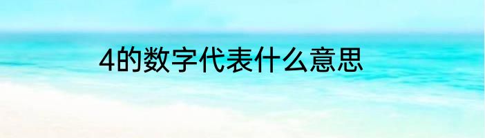 4的数字代表什么意思