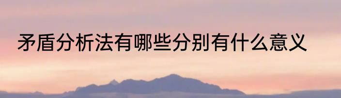 矛盾分析法有哪些分别有什么意义