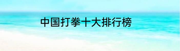 中国打拳十大排行榜