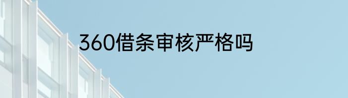 360借条审核严格吗