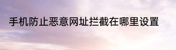 手机防止恶意网址拦截在哪里设置