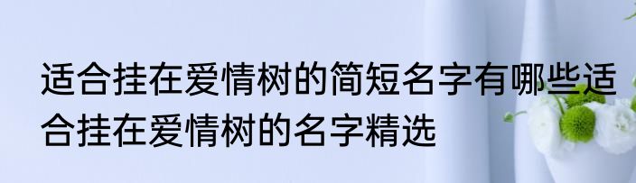 适合挂在爱情树的简短名字有哪些适合挂在爱情树的名字精选