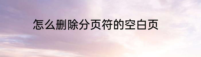 怎么删除分页符的空白页