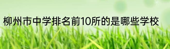 柳州市中学排名前10所的是哪些学校