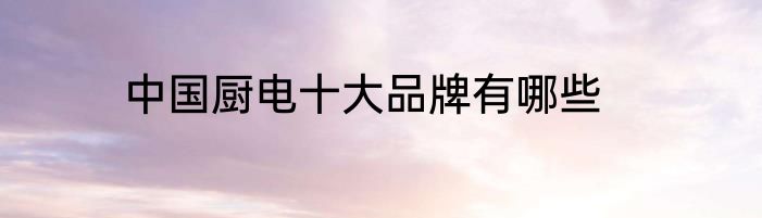 中国厨电十大品牌有哪些