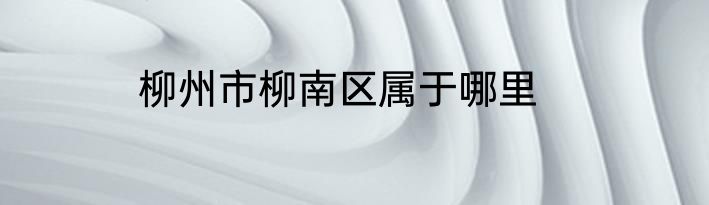 柳州市柳南区属于哪里