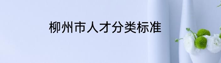 柳州市人才分类标准