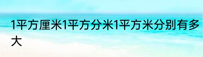 1平方厘米1平方分米1平方米分别有多大
