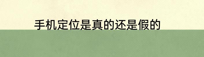 手机定位是真的还是假的