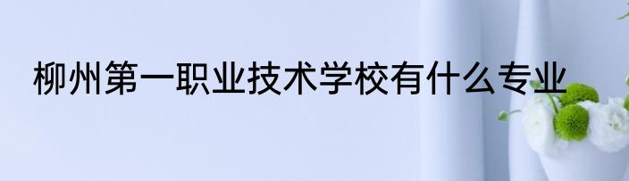 柳州第一职业技术学校有什么专业