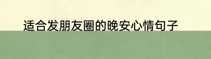 适合发朋友圈的晚安心情句子