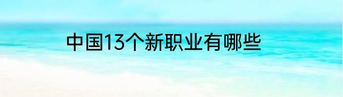 中国13个新职业有哪些