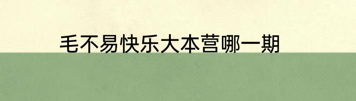 毛不易快乐大本营哪一期